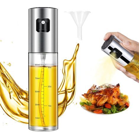 - Ölsprüher - Glasflasche - Flüssigkeitsspender - Für Heißluftfritteuse und Küche - Transparent - 10 x 6 cm (1/5)