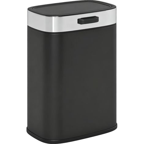 Küchen-Mülleimer aus Edelstahl, herausnehmbarer Inneneimer, Schwarz