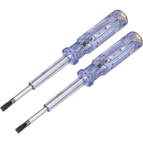 2 Pcs Tournevis Testeur De Tension Tête Plate 4.9mm Transparent (1/5)