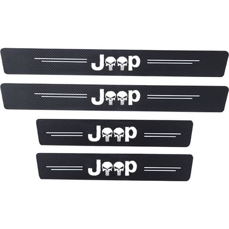 (4 pièces pour JOOP) 4 pièces compatibles avec JEEP Grand Cherokee Commander Renegade Wrangler Compass Patriot : baguette de seuil de porte en tissu imitation fibre de carbone et garniture de pédale d (1/5)