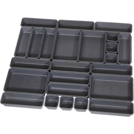 Schreibtisch-Schubladen-Organizer mit 3 schwarzen Kunststoff-Aufbewahrungsboxen, Trennwand, Make-up-Organizer für O (1/5)