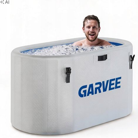 Bain de glace pliable 150x80x75 cm avec couvercle et pompe