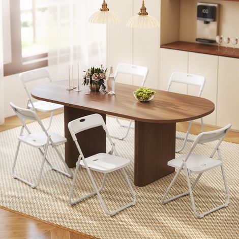 Lot 6 chaises pliantes plastique structure acier dossier courbé ventilation 48,5x47x75 cm