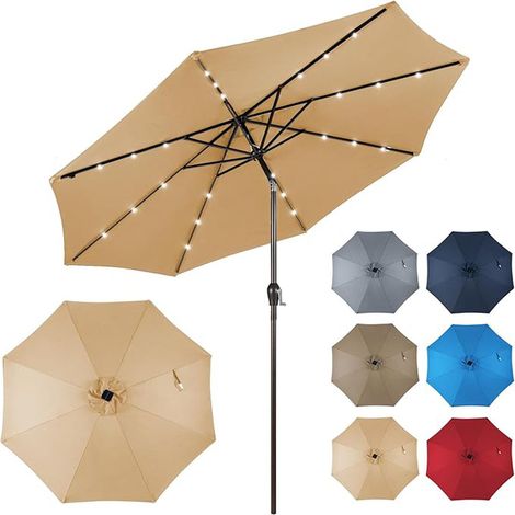 Ombrellone da giardino da 3 m con 96 luci LED 9 modalità inclinazione regolabile design moderno poliestere beige 200012988