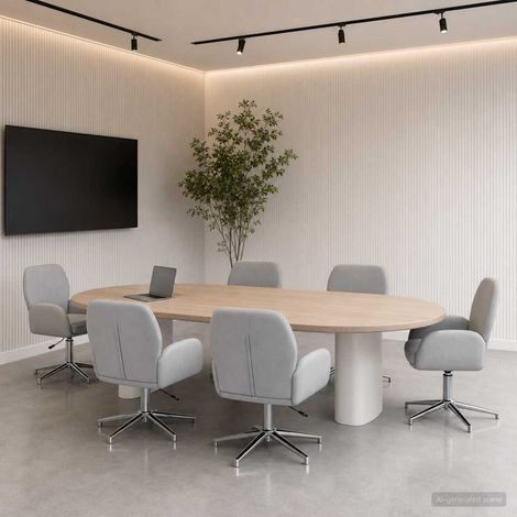 Lot de 6 chaises de bureau pivotantes 360° en tissu gris clair, réglables de 78 à 90 cm - PANGIVO (1/5)