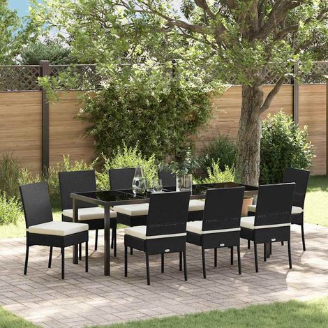 Conjunto de Comedor de Jardín 9 uds. Negro vidaXL (1/5)
