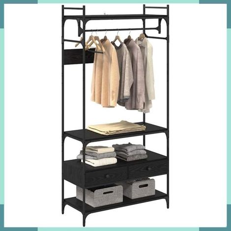 Armoire / garde-robe - 883549 - Chêne noir - 89 x 39 x 184,5 cm - 1 tiroir (1/5)