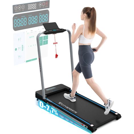 Tapis de course pliable 2-en-1 CITYSPORTS WP3S, Tapis de marche Sous le Bureau Vitesse 1-12 km/h, Inclinaison Réglable, Haut-Parleur Bluetooth, Écran LCD & Télécommande Idéal Maison & Télétravail - (1/5)