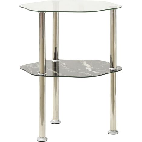 Maison Exclusive - Tavolino 2 Livelli Trasparente Nero 38x38x50 cm Vetro Temperato