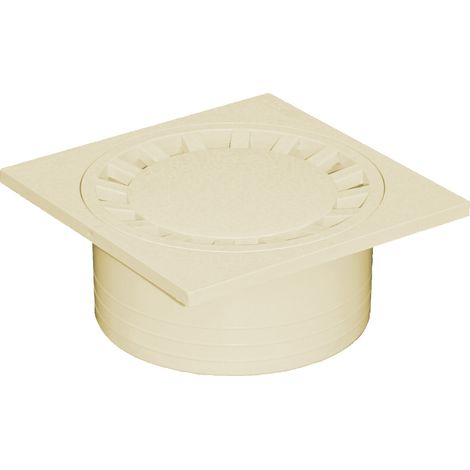 Siphon de sol PVC sortie Ø100 – Platine 250x250 – Couleur sable – Pour chantiers humides