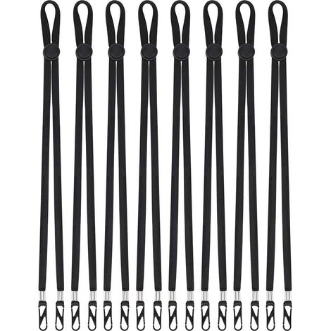 Courroie de Cou de Lanière de Masque Facial Noir Corde Coupe-vent Ajustable Sangle de Cou pour Adultes et Enfants 8 Pièces (1/2)