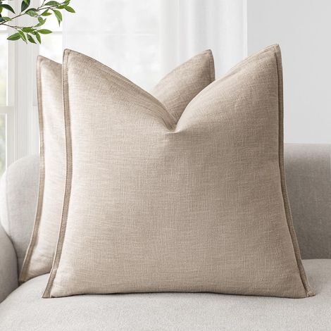 Taie d'oreiller en chenille de couleur unie, taie d'oreiller douce pour la décoration intérieure, 4040cm (taie d'oreiller) kaki (1/5)