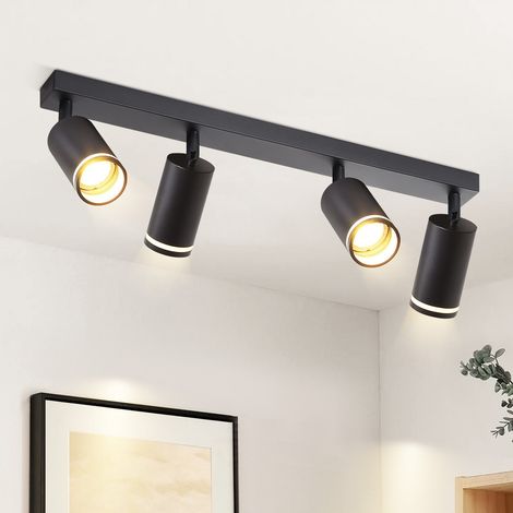 GBLY Deckenstrahler Schwarz 4 Flammig Küche Modern Deckenlampe Strahler GU10 Spots Schwenkbar Innen Metall Deckenleuchte Deckenspots für Flur Wohnzimmer Schlafzimmer, Ohne Leuchtmittel