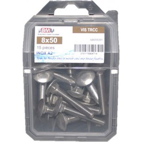 Vis tête ronde collet carré (TRCC) Inox A2 Coque de 30 pièces - 6 x 60 mm - BIVI
