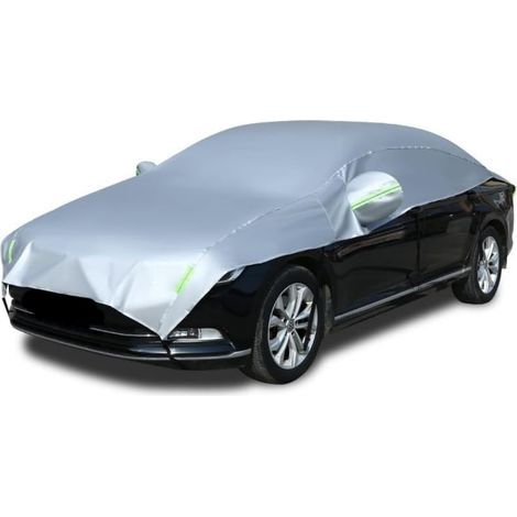 Demi Housse de Voiture Extérieure Imperméable à l'eau, Bâche de Protection Auto Coupe-Vent, Housse de Pare-Brise de Voiture Résistant à la Poussière, Anti-UV, Soleil, Universel pour Berline (1/5)