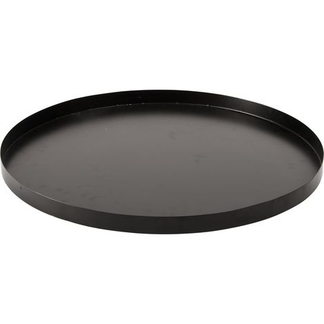 Plaque De Base Ronde - 1 Pièce - Acier Souple - Bord Rehaussé 3 Cm - Pour Portail Et Clôture - Noir Ø 59,5 Cm