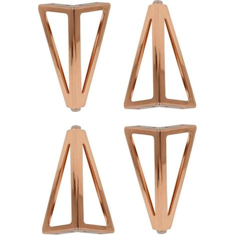 patas de mesa triangulares de metal rosa de 15 cm, estilo moderno, para armarios, sofás y camas. (1/3)