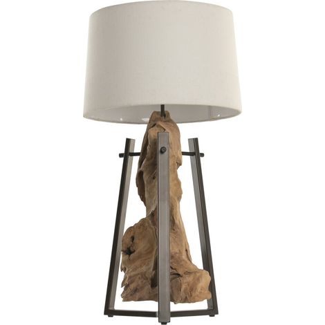 Lampara Sobremesa Teca Hierro 40X40X76 (1/5)