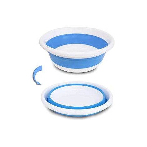 Bassine Pliable, Bassine Plastique (31cm, Bleu) Panier Linge Pliable, Petite Bassine, Bol Pliable, Utile dans la Salle de Bains, Cuisine, Jardin, Camping, en Caoutchouc thermostatique (1/2)