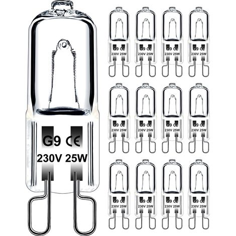 Ampoule G9 25W 230V Dimmable Blanc Chaud, Ampoule Halogène G9 Tolérance de 300°C, Ampoule Four G9 Pour Four Micro-ondes Cuisinière Plafonniers, Lot de 12 [Classe énergétique G] (1/5)