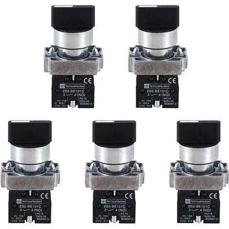 5 Pièces 22mm Verrouillage 2 N° 3 - Position Selecteur Rotatif Selectionnez Noir ZB2-BE101C (1/5)