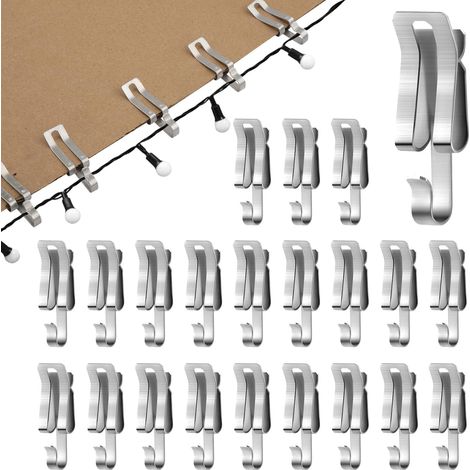 100 Pièces Clips de Lumière de Noël, Métal Crochet de Gouttière Crochets de Suspension de Lumière pour Extérieur Guirlande Lumineuse Toit Suspension Vacances Noël Extérieur Décorations (1/5)