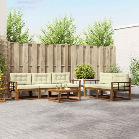 vidaXL Outdoor-Sofagarnitur mit Kissen 6 pcs Natur und Creme (1/5)