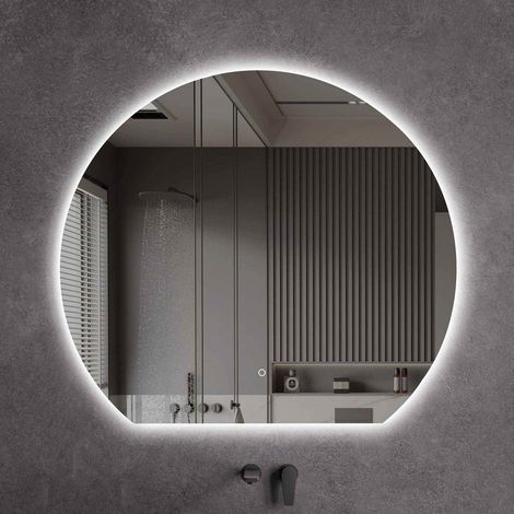 LED-Badspiegel Rund mit flacher Unterkante & Spiegelheizung Größe: 100 - 120 cm:100 cm