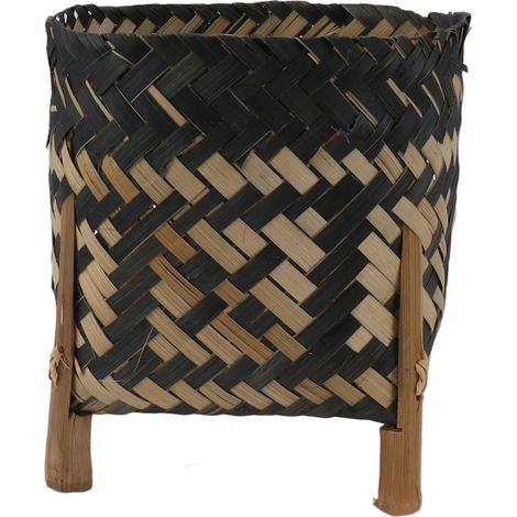 Cache-pot en bambou tressé main, style scandinave, pour plantes d'intérieur et d'extérieur, panier de rangement organisateur, pot à plantes (1/5)