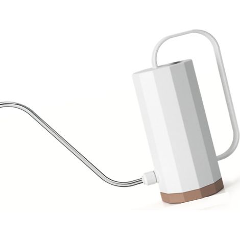 Arrosoir en acier inoxydable à long bec et grande poignée ergonomique pour le jardin, blanc ivoire. (1/5)