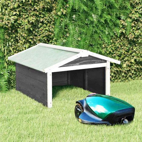 Garage de tondeuse à gazon 72x87x50 cm Gris et blanc Sapin (1/5)