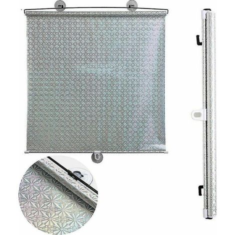 Set mit 2 Saugnapf-Rollos, Sonnenschutz, Verdunkelungsvorhängen für Auto und Zuhause - yky-50125CM-Silber