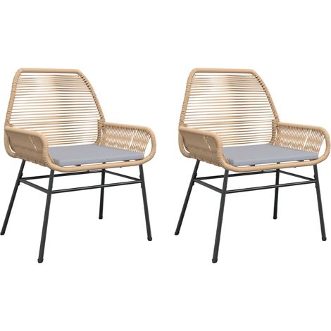 Gartenstühle 2 Stk. mit Kissen Braun Poly Rattan vidaXL