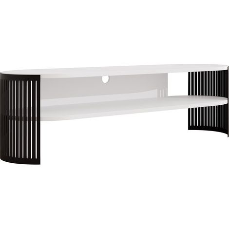 Mueble TV Civer, Negro + Blanco, Número de puertas: 0, Número de cajones: 0, 140x40x40cm