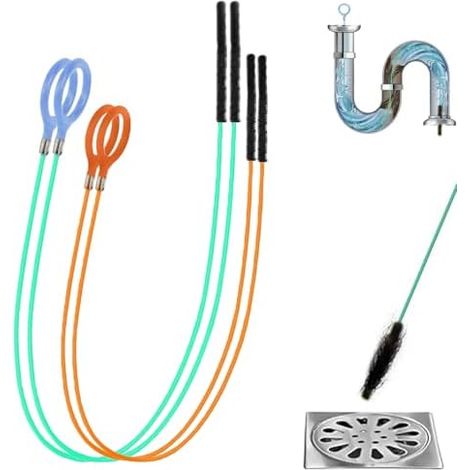 Lot de 4 Furet Deboucheur Canalisation (90cm & 81cm) en Acier Anti-Casse avec Revêtement Nylon, Déboucheur Évier et Attrape-Cheveux Réutilisable pour Lavabo, Douche, Baignoire WC -