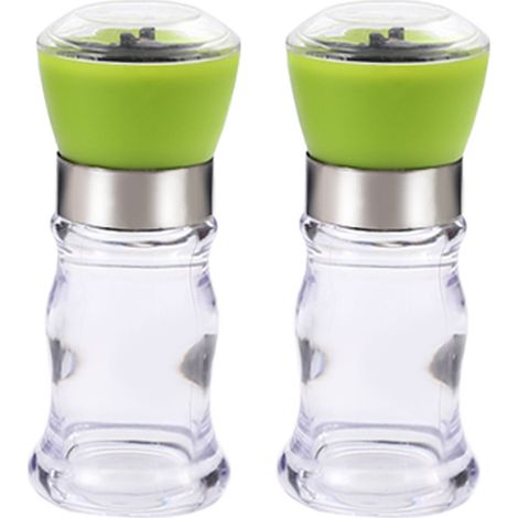 Moulin à épices - Moulin à poivre en verre transparent avec couvercle étanche en acier inoxydable - Réglable céramique - 1 pièce (1/5)