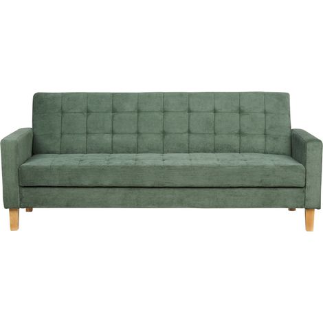 Divano letto in tessuto verde scuro 3 posti imbottito Vehkoo (1/5)
