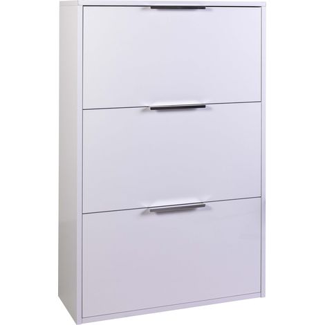 Scarpiera Legno Doppia Slim 3 Ribalte 18 Paia 65x25x100h Bianca Salvaspazio (1/4)