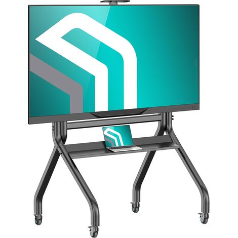 Support TV roulettes Professionnel pour 60" - 120" Téléviseurs Lourds, Chariot TV Mobile Charge Max 150 kg, Support Télé Roulant VESA 200x200-1000x600, Chariot Tele avec Roues Noir (1/4)