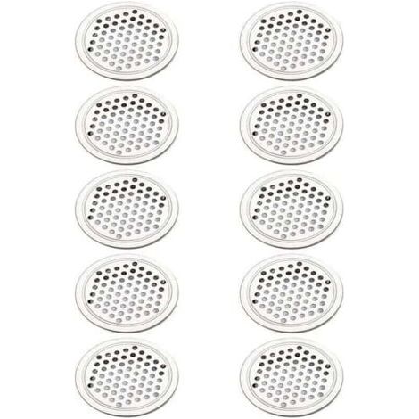 Rejilla de ventilación redonda de acero inoxidable (20 unidades), para armarios, armarios, muebles de cocina, ranuras de ventilación (53 mm) (1/4)