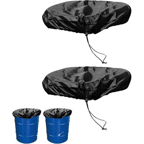 Filiyano-Lot de 2 housses extensibles et ajustables pour fût, avec cordon de serrage, pour récupérateur d'eau de pluie universel, résistantes aux (1/5)