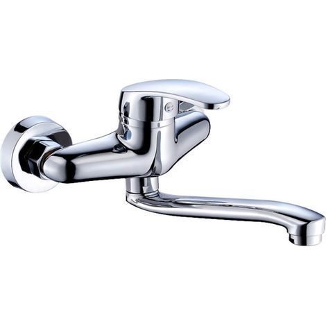 Robinet De Cuisine - Robinet Mural - Finition Chromée - Joint Céramique - Bec Pivotant 360° - Embout ABS - Pour Cuisine Et Salle De Bain - 1 Pièce (1/5)
