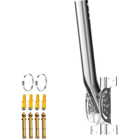 Mât d'antenne Universel pour antennes de télévision/Satellite/Radio/Wi-FI - Support d'installation sur Poteau et Mural réglable (Support en Inoxydable de 30cm) (1/5)