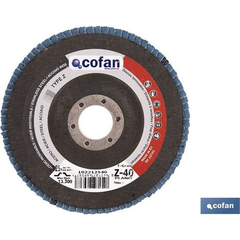 Disque laminé professionnel de 125 mm, grain 40-120, pour acier et acier inoxydable (1/4)