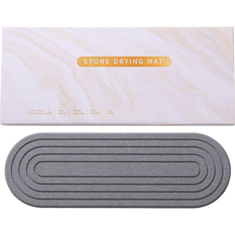 Vassoio assorbente in terra diatomacea per lavello, ad asciugatura rapida, per piani di lavoro e rubinetti della cucina, 30 x 10 cm, grigio scuro (1/5)