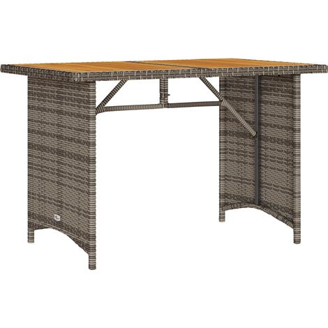 vidaXL Tavolo da Giardino Piano in Legno Grigio 110x68x70cm Polyrattan (1/5)