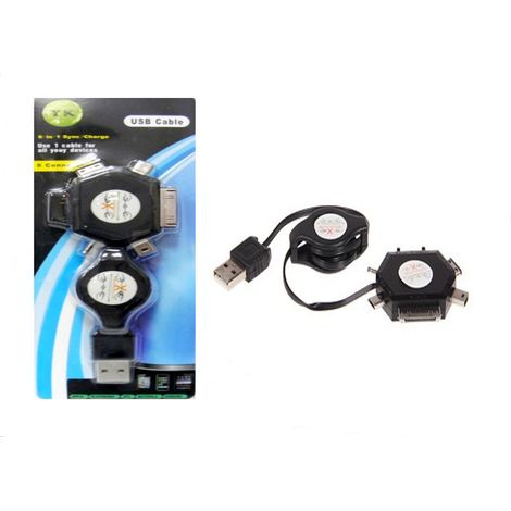 Caricabatterie USB universale DD94 con cavo retrattile