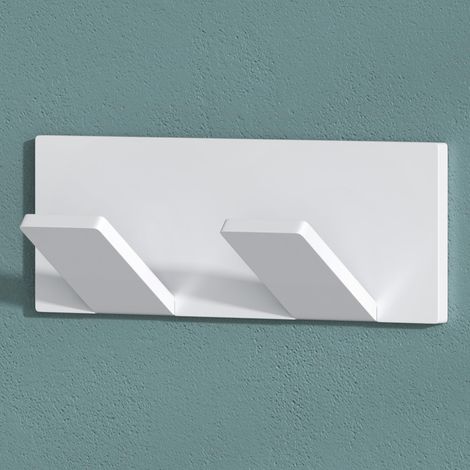 Mai & Mai Appendiabiti da Parete con 2 Ganci, Attaccapanni da Muro in Acciaio Inossidabile Appendiabiti per Camera da Letto, Ingresso, Cucina, Bianco Opaco, Stalo-02 (1/5)