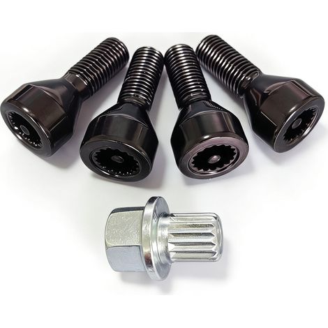 Kit de boulons antivol de roue compatibles avec BMW 128i, 135i, 318is, 320i, 328i, 330i, 550i, M3, M5, M6, Z3, Z4 et Mini Cooper. Remplace les références 36136786419 et 36131180882. Vis de sécurité M1