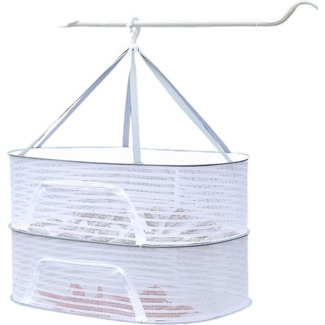 Multifunktionales, winddichtes Trockennetz mit Reißverschluss für Fisch und Obst, ideal für Balkone – 40 x 60 cm – zweilagig